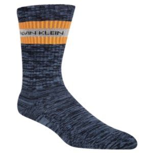 Calvin Klein Mens Crew Sock Combed Cotton Gray Orange Stripe
